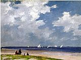 Edward Henry Potthast Famous Paintings - Sailboats off Far Rockaway